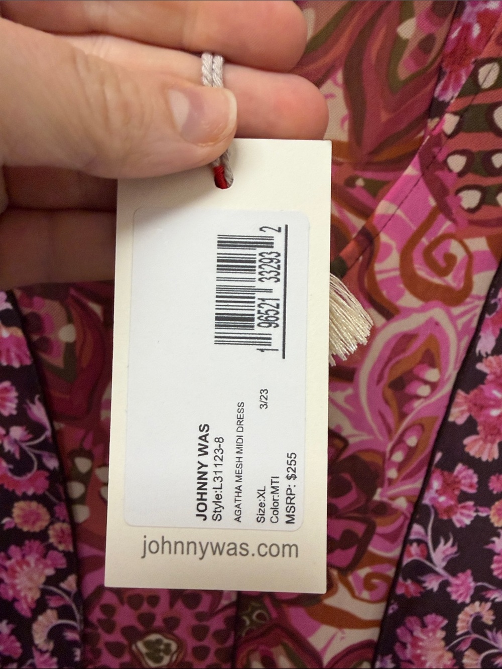 NWT Johnny Was Pink Multi-Print Floral Mesh Maxi Dress - Picture 7 of 7
